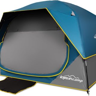 4 Person Blackout Camping Tent, Easy Setup Waterproof Family Dome Tent for Camping with Rainfly, Portable Double Layer Large Family Tent for Outdoor Camping&Hiking